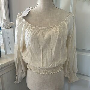 Dance and Marvel Size Large Elegant Cream Women's Top NWT